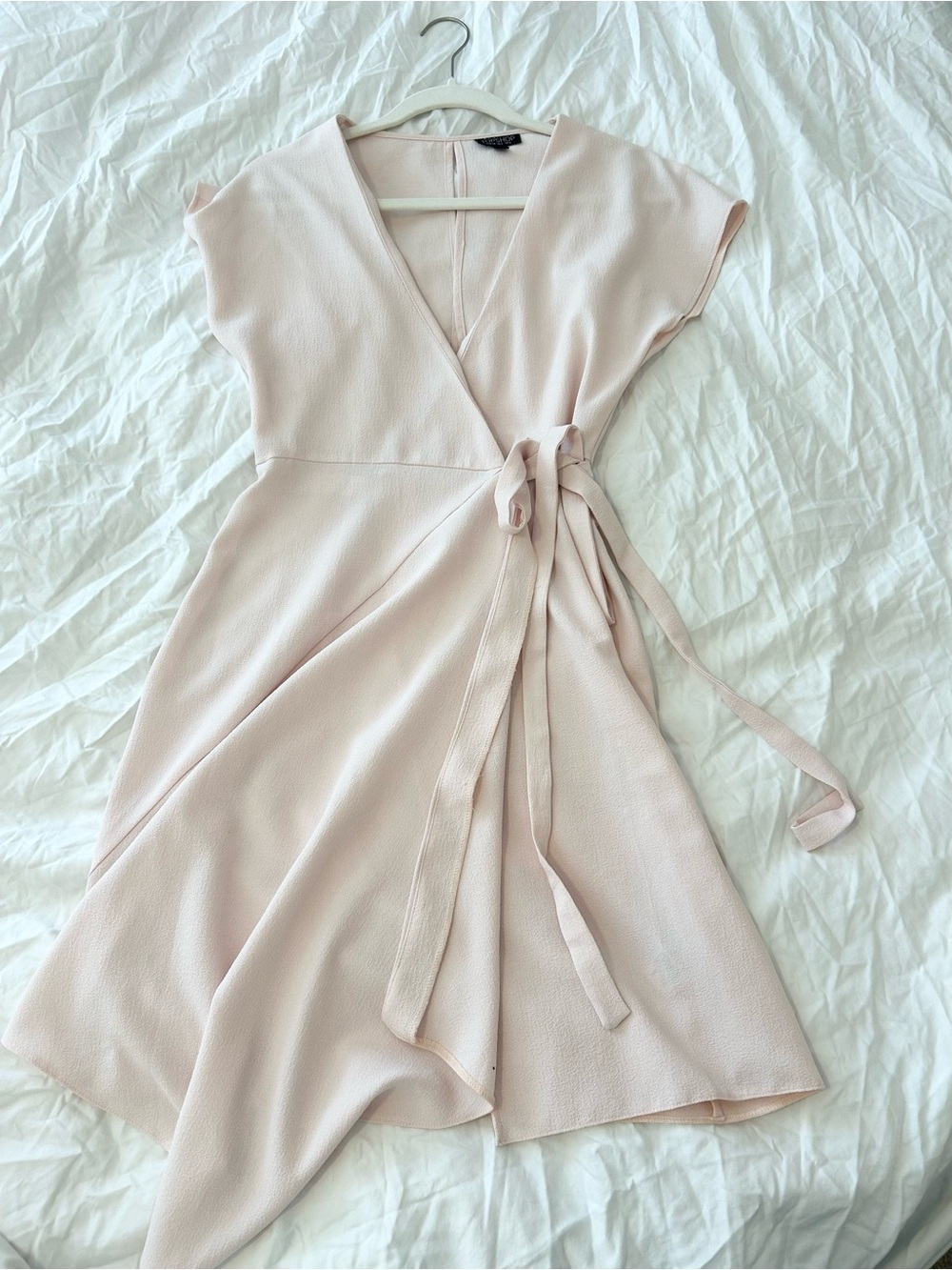 Topshop Pale Blush Wrap Midi Dress